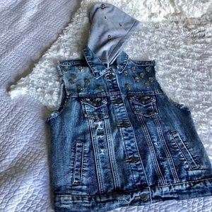 Denim hoodie vest